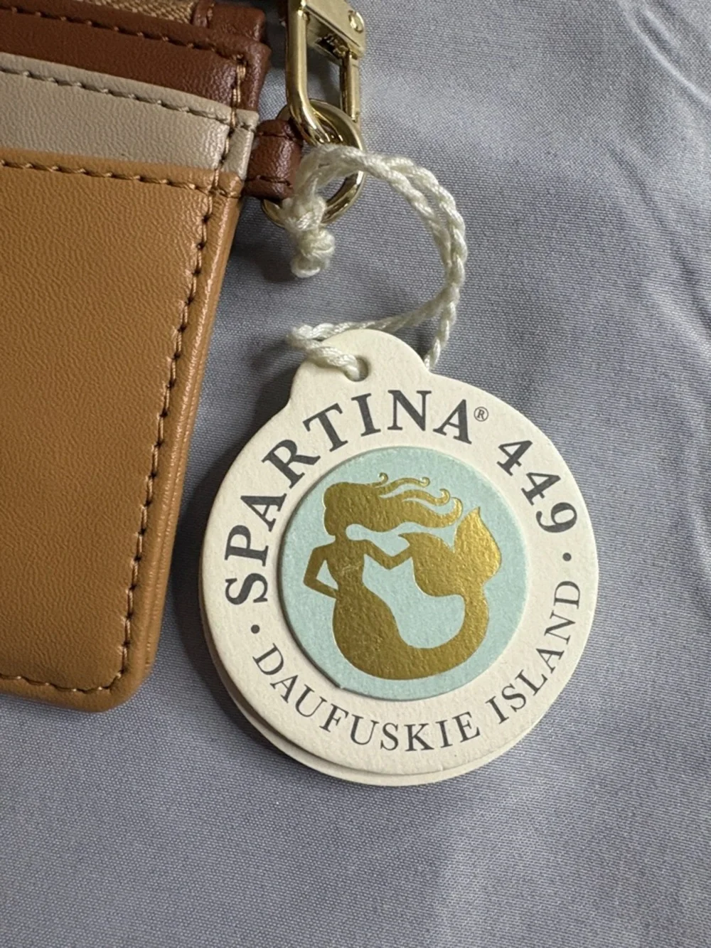 Spartina 449 Two-Tone Tan and Cream Leather Wristlet Card Case